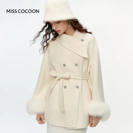 MISSCOCOON可可尼毛呢外套女2025冬季新款千金感100%绵羊毛大衣图片