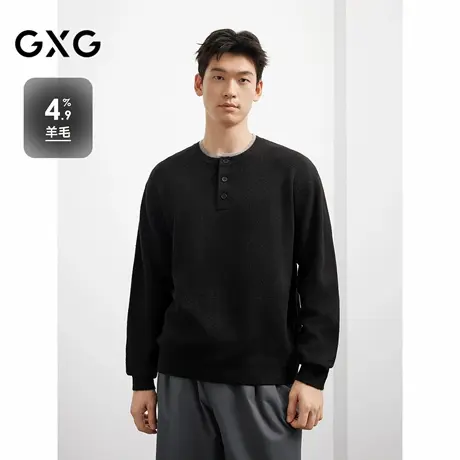【含绵羊毛】25秋季新品 GXG假两件圆领线衫男百搭通勤内搭针织衫商品大图