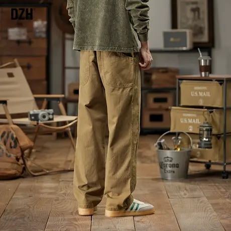 男士休闲裤男美式裤子男款秋季伐木裤2023新款潮牌宽松直筒工装裤商品大图