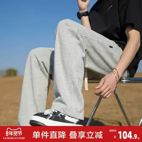 唐狮26春秋季美式高街裤子男潮牌宽松侧边阔腿直筒运动休闲裤男生商品大图