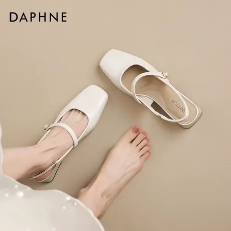 达芙妮包头凉鞋女2026春夏新款法式方头粗跟玛丽珍单鞋温柔晚晚鞋图片