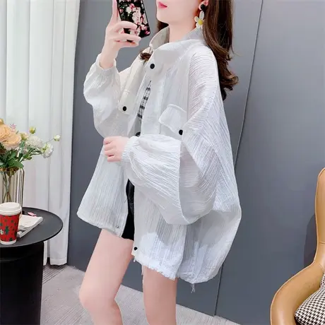 宽松休闲大码薄款防晒衣外套女夏季2023新款慵懒风oversize上衣潮商品大图