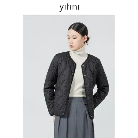 Yifini/易菲宽松短款美拉德棉服女2023秋冬新款叠穿轻便外套棉衣商品大图