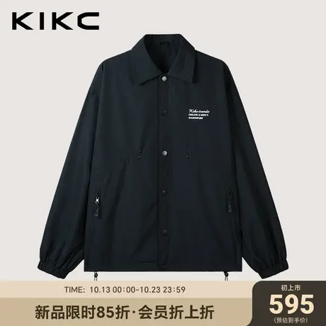 kikc夹克外套男2023秋冬新款商场同款字母印花宽松翻领风衣外套图片