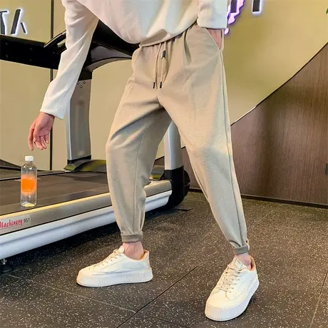 休闲裤秋冬2023新款个性轻熟纯色小脚宽松运动休闲裤男哈伦裤卫裤图片