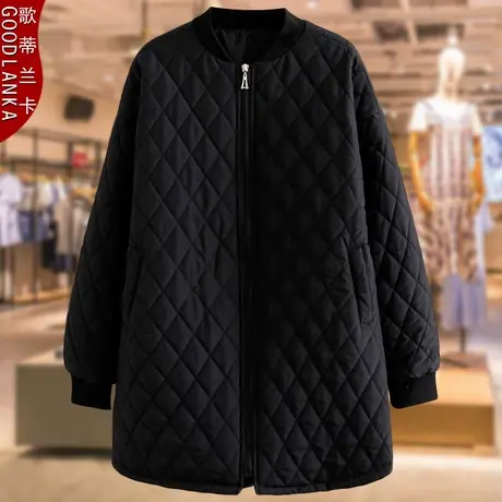 加肥加大码中年妈妈冬装中长款棉衣女宽松中老年加厚羽绒棉服外套商品大图