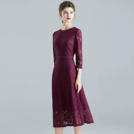 【1件7.9折】新款冬百搭打底裙优雅气质修身显瘦蕾丝连衣裙图片