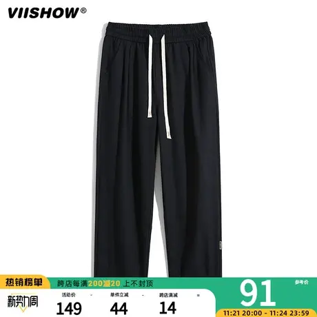 VIISHOW休闲裤男秋季宽松直筒阔腿工装裤美式高街潮牌运动长裤商品大图