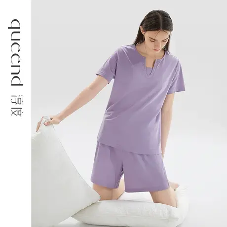 淳度2023新款麻丝光睡衣女夏季短袖短裤宽松大码可外穿家居服套装图片