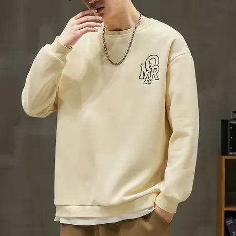 冬季宽松潮牌假两件打底衫秋冬款中性风痞帅圆领卫衣男生长袖上衣商品大图