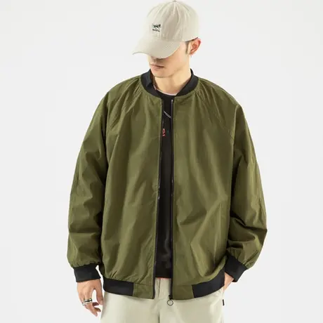 秋季男士棒球服夹克韩版修身纯色百搭飞行服薄款外穿褂子男装外套商品大图