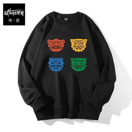 伟臣2022春季新品男式卫衣外套胖子加肥加大宽松肥佬纯棉圆领打底商品大图