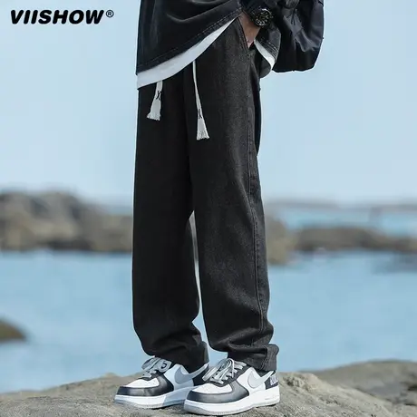 VIISHOW牛仔裤男士潮牌宽松春秋款阔腿直筒裤子垂感潮流休闲长裤商品大图
