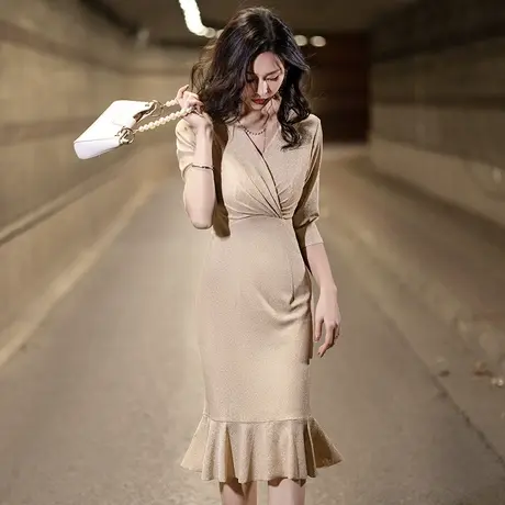 晚礼服裙女生日平时可穿法式高级感鱼尾气质大牌小礼服宴会连衣裙图片