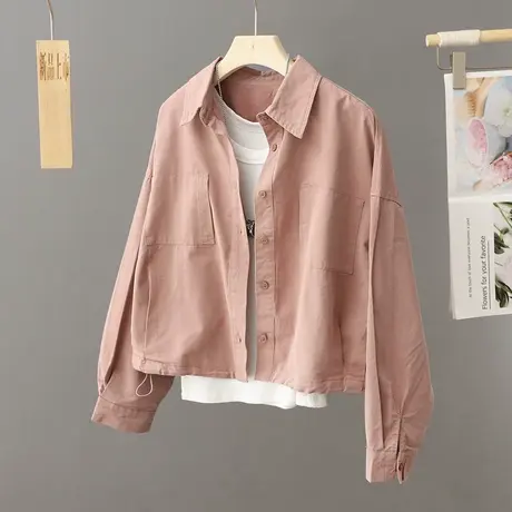2024年春季新款法式高级感衬衫女外搭开衫宽松短款外套工装夹克衫图片