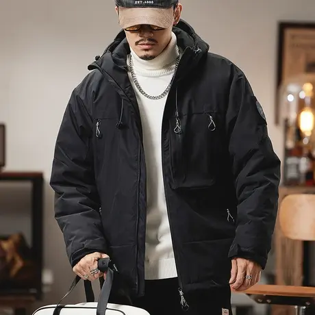 时尚潮流百搭防风外套秋冬新款连帽棉衣户外保暖大码棉衣休闲男装商品大图