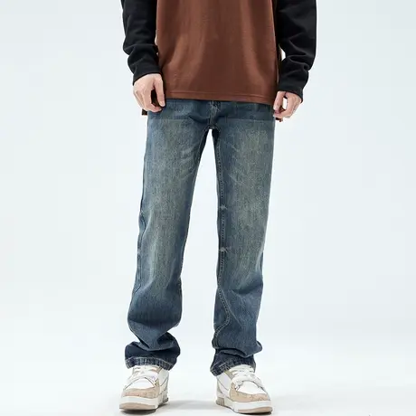 2024春季新款牛仔裤男宽松直筒阔腿大码弹力高端简约休闲潮流裤子商品大图