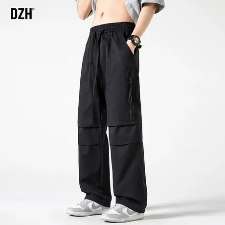 男士直筒休闲裤男春季黑色工装裤男款潮牌裤子2024年新款阔腿长裤商品大图