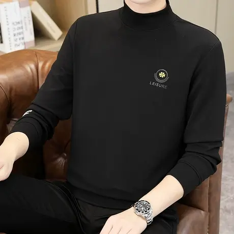 半高领卫衣男士2023秋季新款潮流休闲中领长袖T恤秋装外套上衣服商品大图