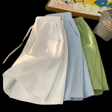 速干冰丝短裤男夏季潮流新款宽松透气美式沙滩跑步运动训练五分裤图片