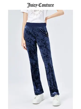 Juicy Couture橘滋美式春季新款时尚运动直筒微喇阔腿天鹅绒长裤商品大图