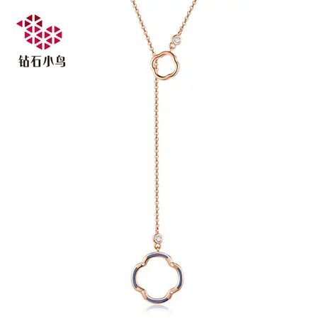 Zbird/钻石小鸟18K蓝珐琅钻石套链-许愿喷泉-毛衣项链-悦色-NH356图片