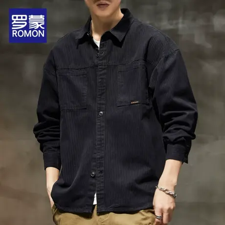 罗蒙休闲外套男士春秋季翻领潮流痞帅上衣服2023新款美式纯棉夹克图片