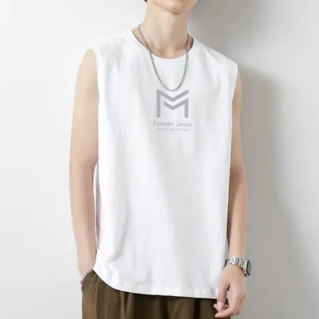 纯棉背心男士夏季外穿篮球跨栏健身宽松潮流运动坎肩宽肩无袖t恤商品大图