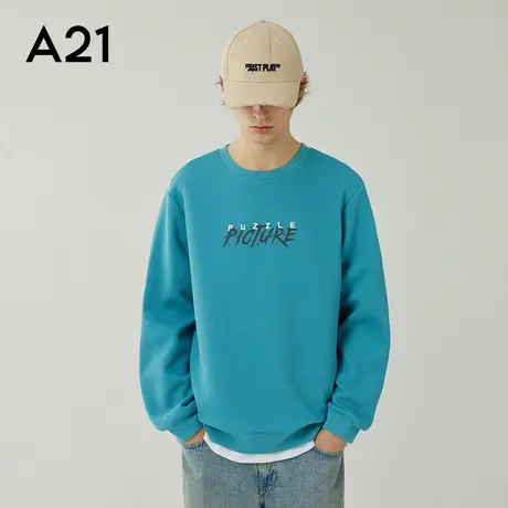 【华夫格卫衣】A21男装宽松圆领假两件上衣秋季潮牌男士情侣装图片