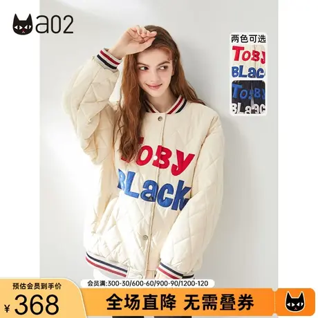 a02棉服女冬季新品潮酷街头风加绒保暖宽松棉服经典菱格棉衣商品大图