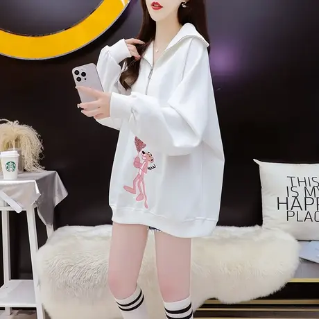 减10】海军领卫衣女2023新款早秋洋气减龄宽松设计感春秋薄款外套商品大图