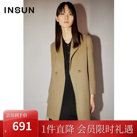 [自然环保]恩裳COVER2022冬季一手长纯色100%绵羊毛毛呢外套图片