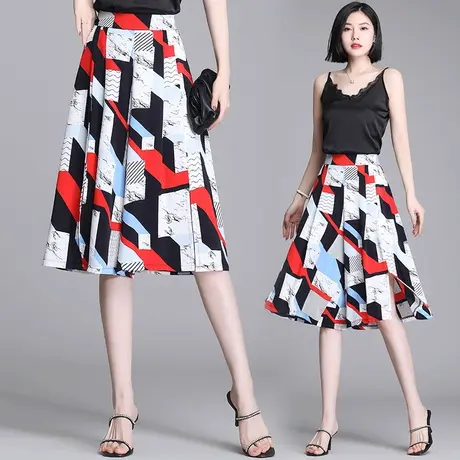 时尚七分裤女印花裤夏2023夏季高腰裙裤显瘦宽松薄款碎花休闲裤子商品大图