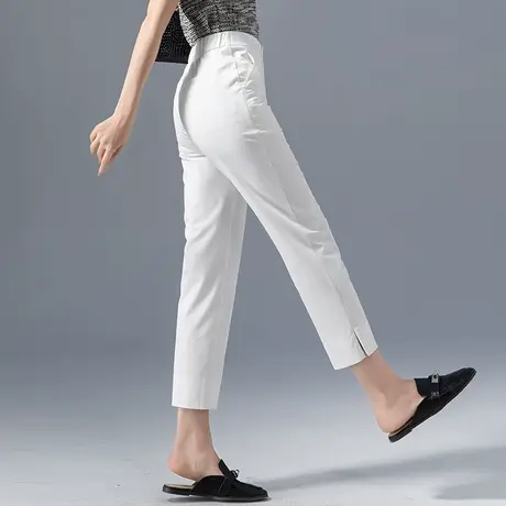 白色裤子烟管裤女2023新款小个子九分裤西装裤夏季薄款窄版直筒裤商品大图