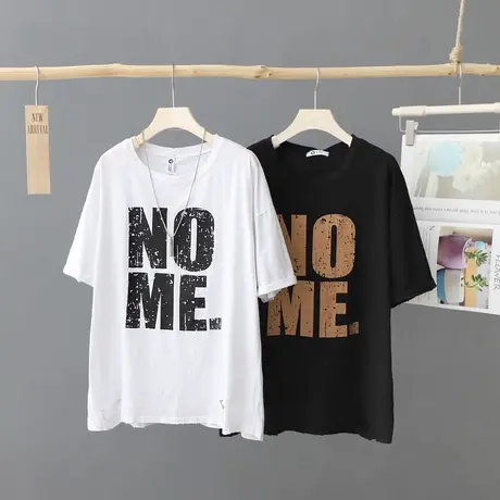 韩版字母印花短袖t恤女2023年新款夏季薄款圆领套头体恤上衣女装图片