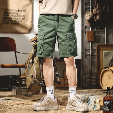 重磅美式复古工装短裤夏季男士百搭多袋裤宽松休闲五分裤中裤大码商品大图