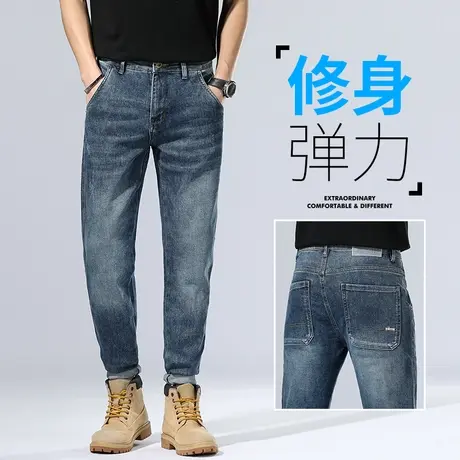 蓝色水洗牛仔长裤男士直筒宽松休闲男裤子夏季薄款2023年新款弹力图片