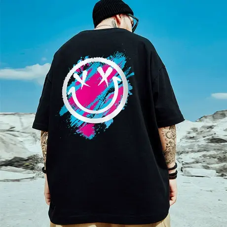 2023新款国潮ins短袖t恤男潮牌宽松男装夏装纯棉青少年情侣上衣夏图片