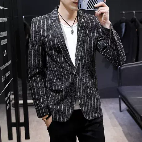 春秋外套男士休闲西服修身单西便服薄款夹克男装秋季小西装上衣服图片