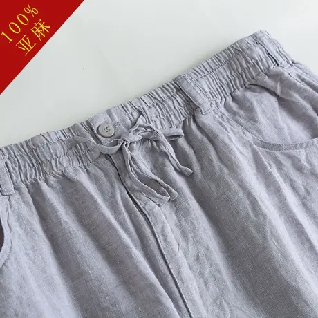 断码99元/件亚麻短裤男士夏季休闲薄款裤子沙滩裤宽松棉麻五分裤商品大图