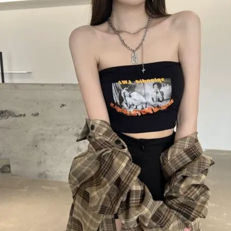 吊带背心女外穿带胸垫抹胸设计感小众甜辣妹内搭别致美背打底上衣商品大图