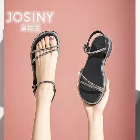 卓诗尼女鞋2024夏款新款平底凉鞋女搭配裙子商场同款4J1A41182图片