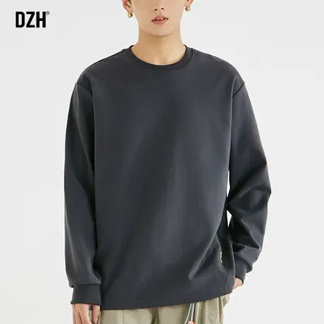 男士基础款长袖T恤男春秋款2023新款男装美式潮流纯色简约打底衫商品大图