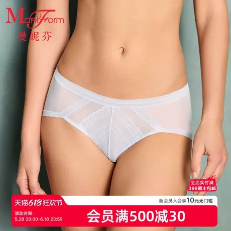曼妮芬2025夏中低腰三角裤女士性感蕾丝内裤全棉内裆底裤20612424商品大图