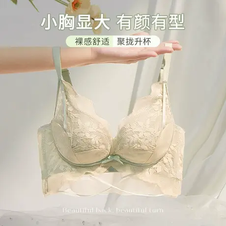 调整型上托内衣女士少女蕾丝小胸聚拢显大无钢圈防下垂收副乳文胸商品大图