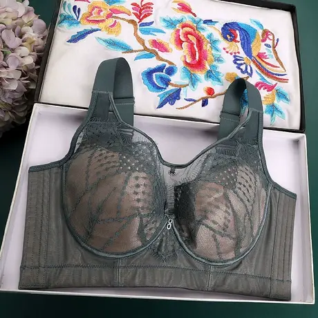 防走光调整型内衣收副乳防下垂大码文胸大胸显小胸全罩杯薄款胸罩商品大图