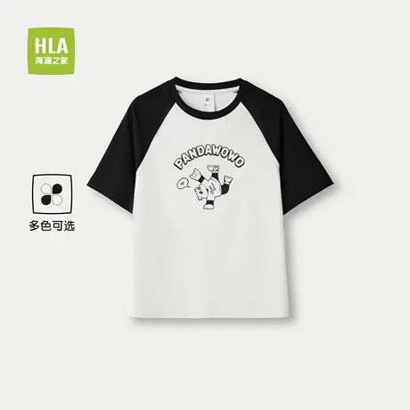 HLA/海澜之家时尚插肩袖短袖T恤25春夏季新款透气可爱男童女童装商品大图