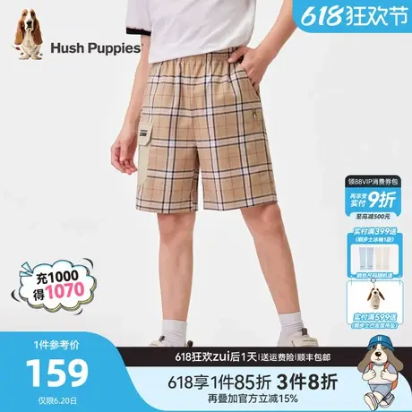暇步士童装男童短裤夏季新款大童休闲时尚格纹裤子儿童运动五分裤商品大图
