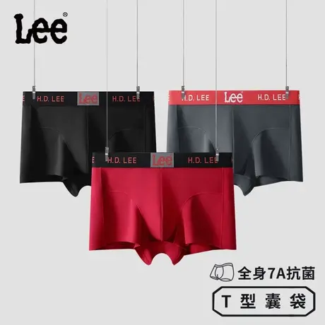 Lee李牌男士内裤纯棉7A抗菌夏季透气2024新款四角裤平角裤男裤衩商品大图
