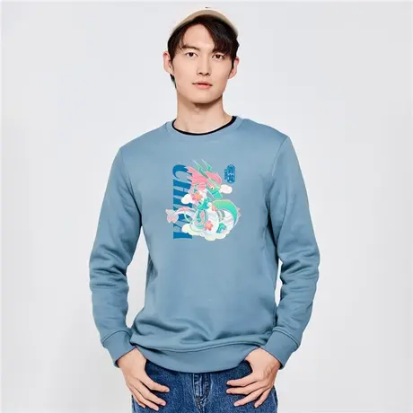 佐丹奴联名卫衣男秋冬新款加厚加绒国潮风印花套头抓绒衣91093275图片